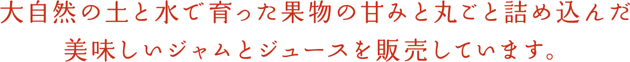 大自然の土と水で育った果物の甘みと丸ごと詰め込んだ美味しいジャムとジュースを販売しています。